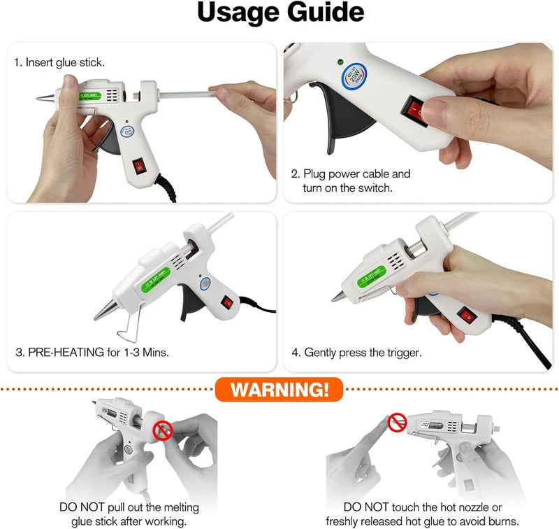 SUJADE Hot Glue Gun with 30 Glue Sticks, Fast Preheating Hot Melt Gun, Mini Glue Gun Kit for Kids DIY School Craft Projects and Quick Home Repairs, 20W White - Image 4